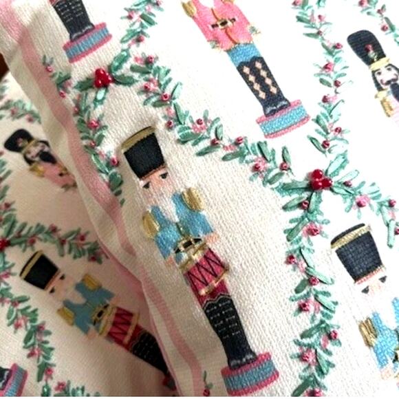 Lillian August Embroidered NUTCRACKER Pillow18x18 Pinkmas Holiday Decor NEW - Picture 5 of 12